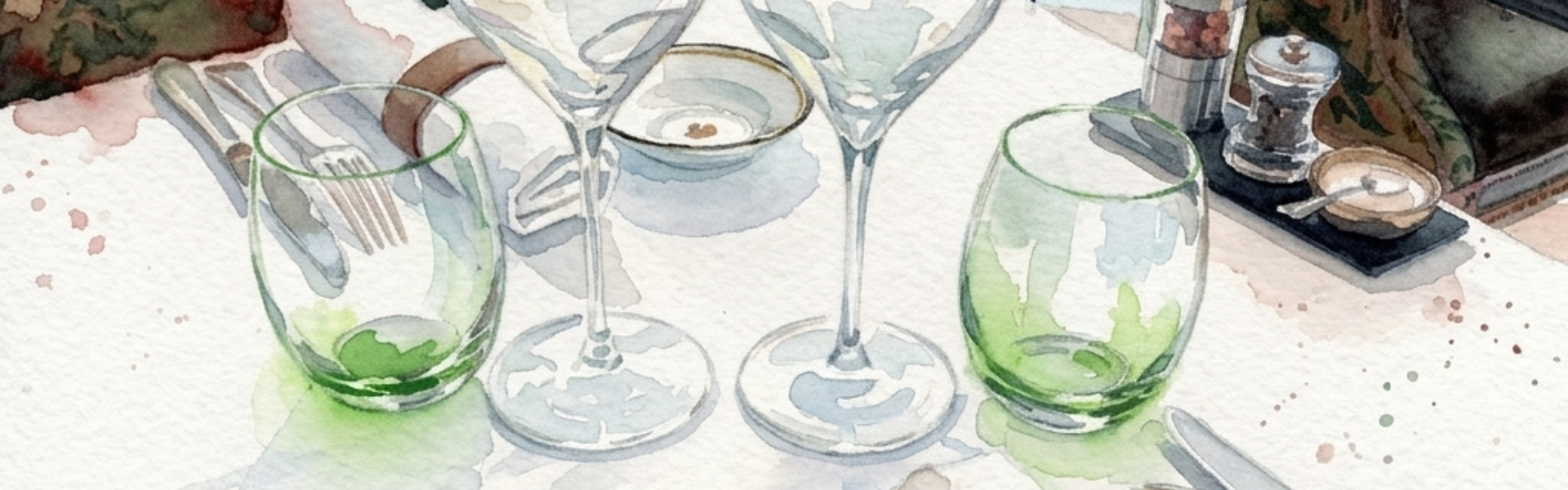 Table dressée avec verres et couverts — Art de la Table, Epicure Floriano